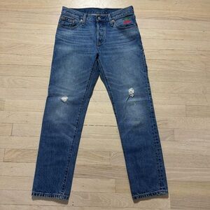 Levi's 501 Classic Blue Straight Jeans with design